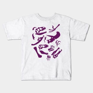 Dinosaur Bones (Purple) Kids T-Shirt